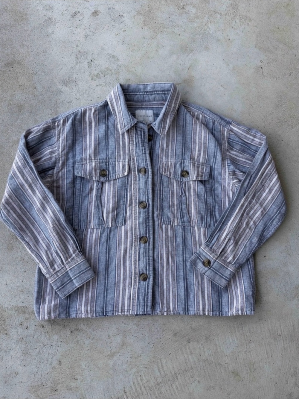 American Eagle XXS Striped Button Front Utility Shirt Jacket Shacket Lightweight